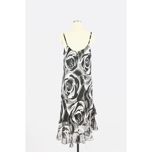 Vintage 00's MISS B Y2K Black Rose Floral Sequin Cowl Neck Slip Dress, Size L - Picture 3 of 12